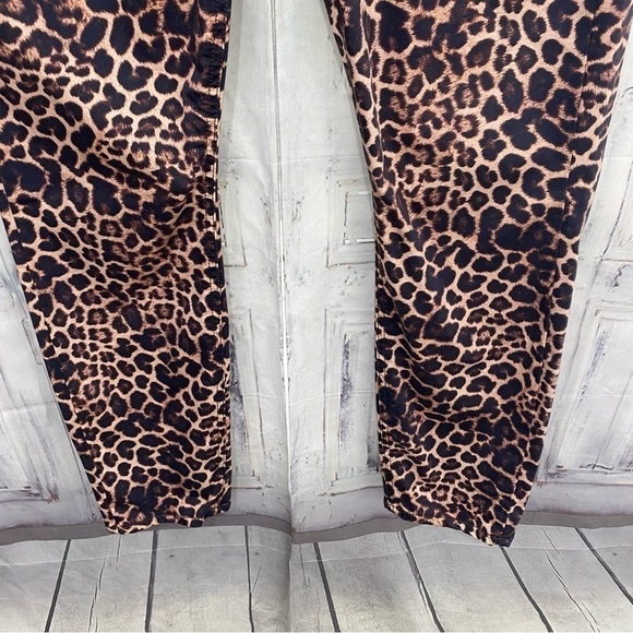 JEN7 by 7 For All Mankind Jeans Brown Leopard Ankle Skinny Jeans 28" Inseam NWT - Picture 5 of 15